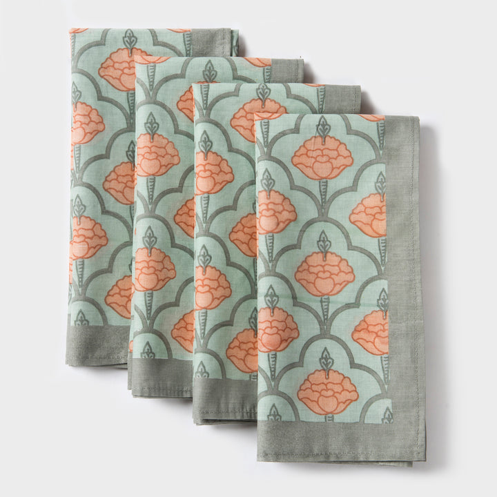 Close-up of ornate floral print on cotton fabric