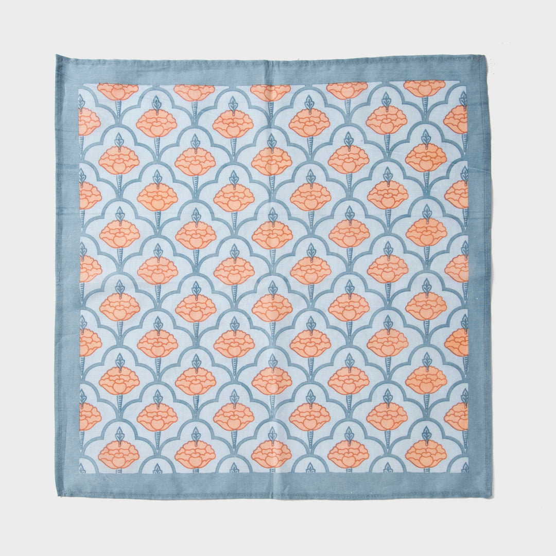 Close-up of ornate floral print on cotton fabric