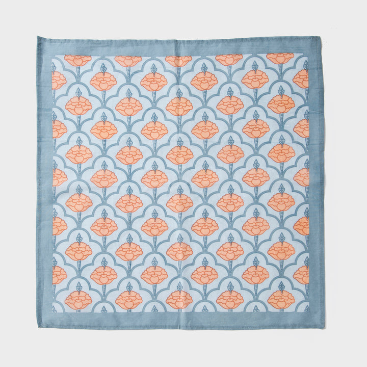 Close-up of ornate floral print on cotton fabric
