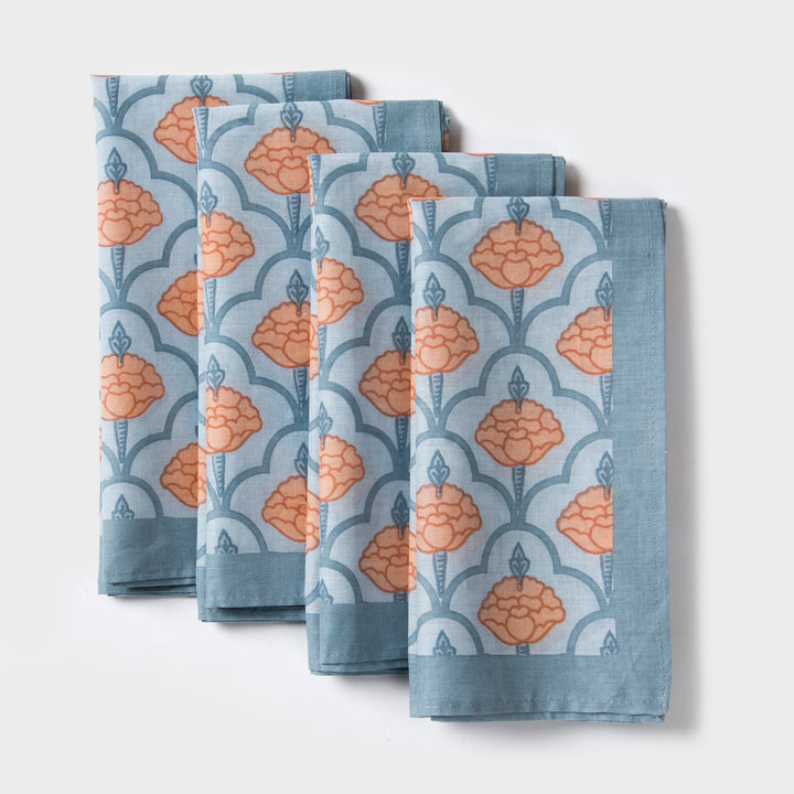 Close-up of ornate floral print on cotton fabric