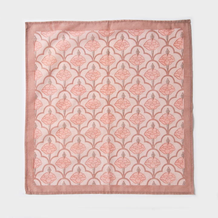Close-up of ornate floral print on cotton fabric