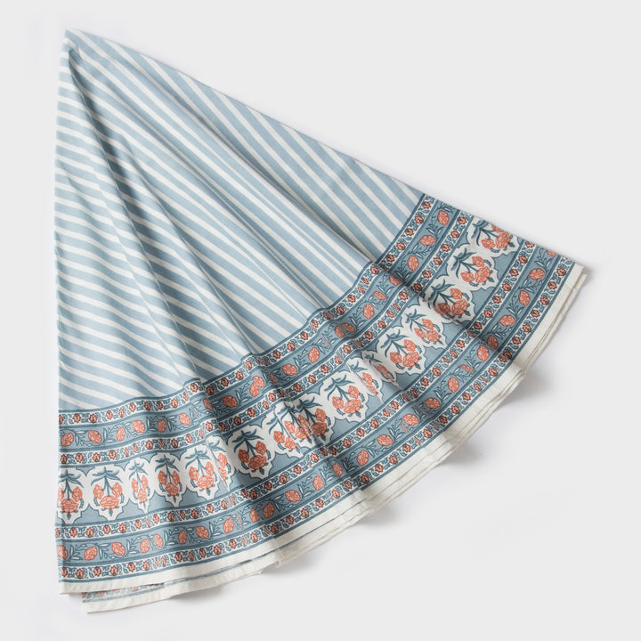 Close-up of Printed floral pattern on cotton tablecloth