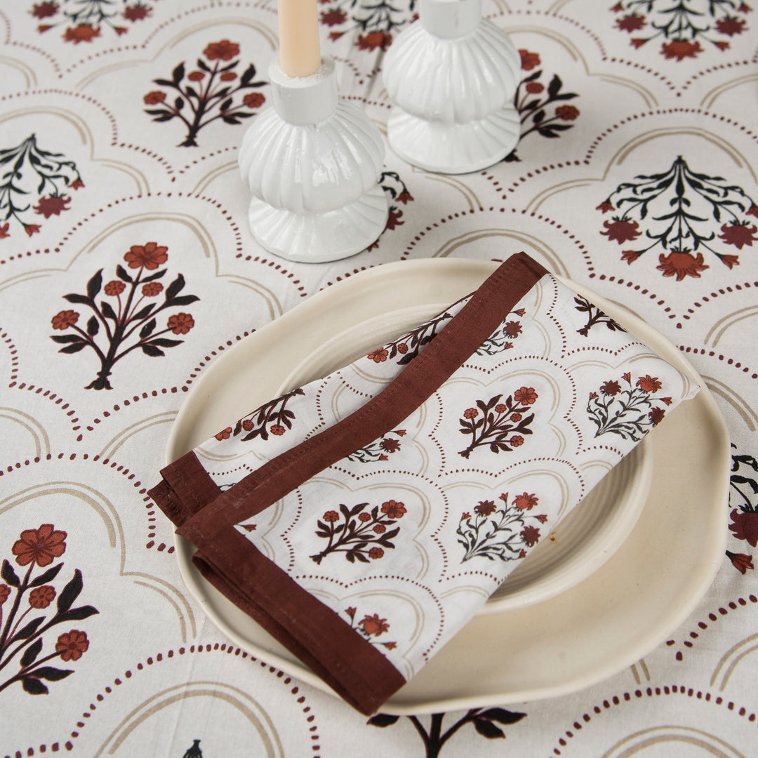 Gulnaar Floral Handprinted Cotton Cloth Napkins Set of 4