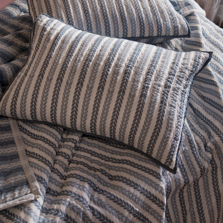 Lehar Leafy Handprinted Cotton Pillow Sham Set of 2