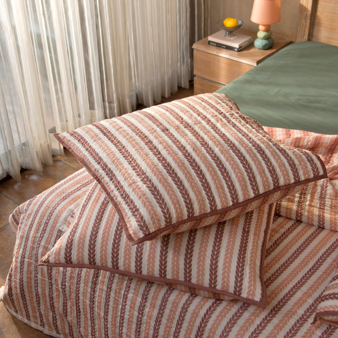 Lehar Leafy Handprinted Cotton Pillow Sham Set of 2