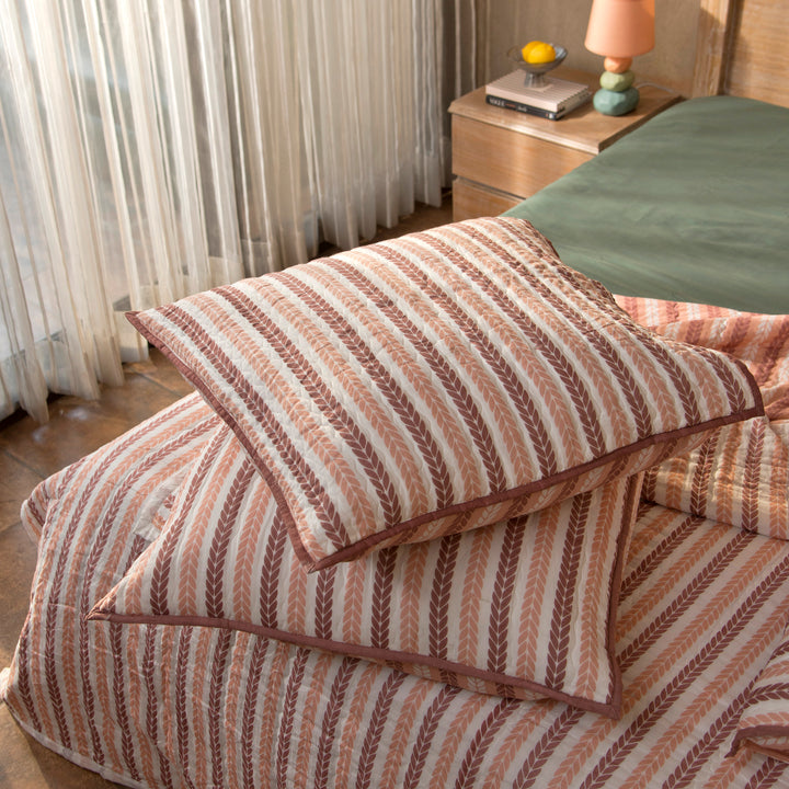 Lehar Leafy Handprinted Cotton Pillow Sham Set of 2