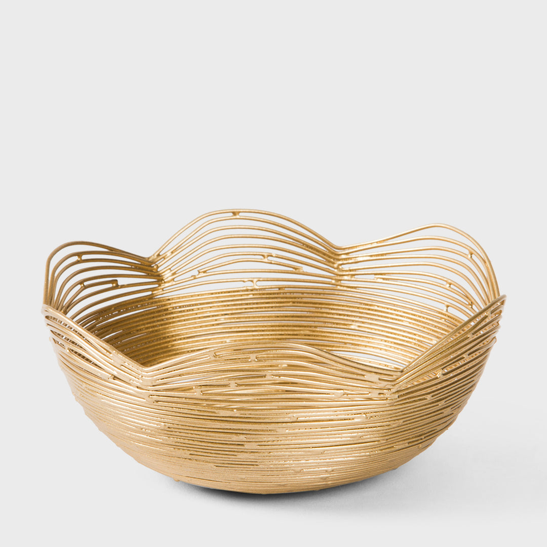 Gurez Valley Metal Fruit Bowl - Gold