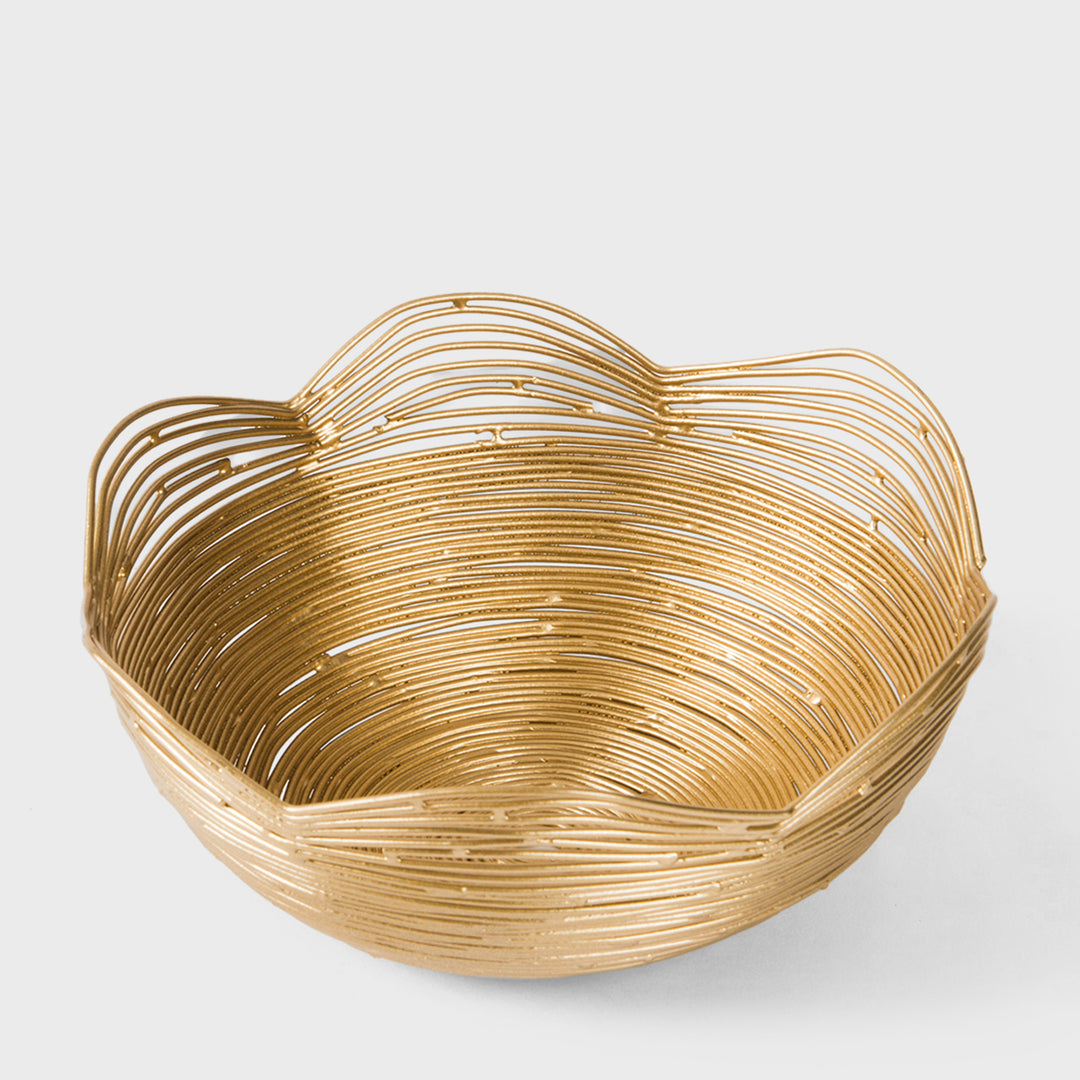 Gurez Valley Metal Fruit Bowl - Gold