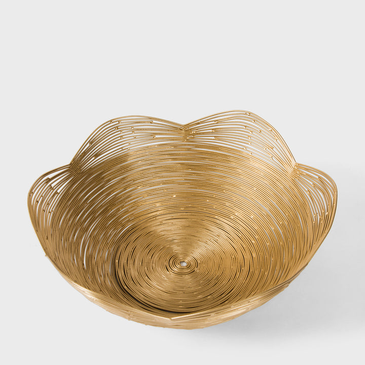 Gurez Valley Metal Fruit Bowl - Gold