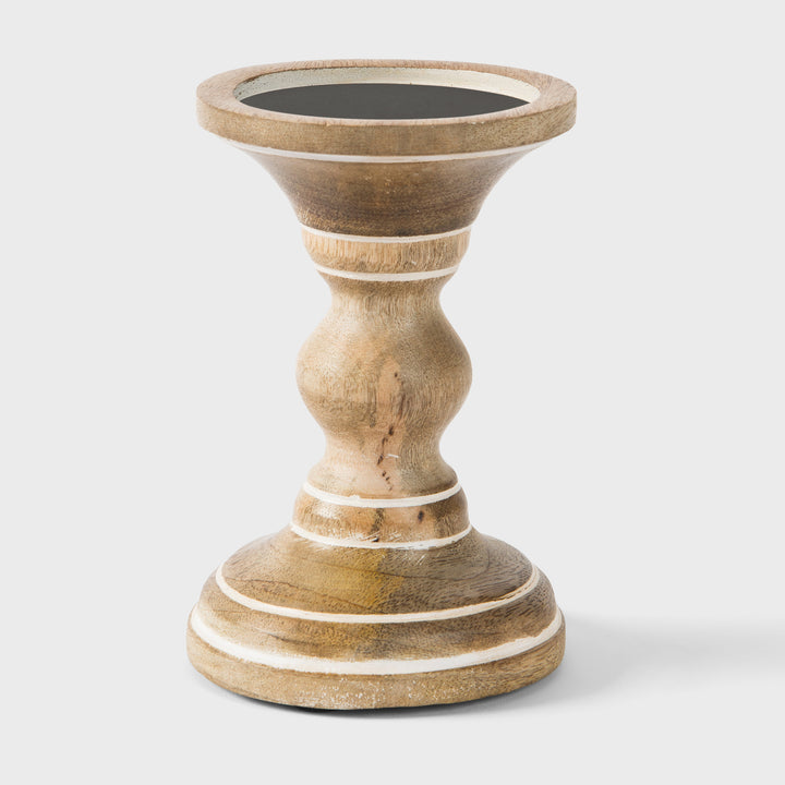 Willow Mango Wood Candleholders – Whitewash Set of 3