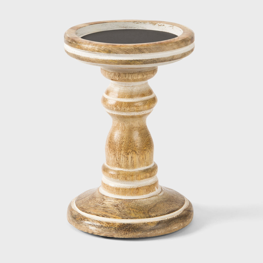 Chennai Pillar Candleholder Set - Whitewash