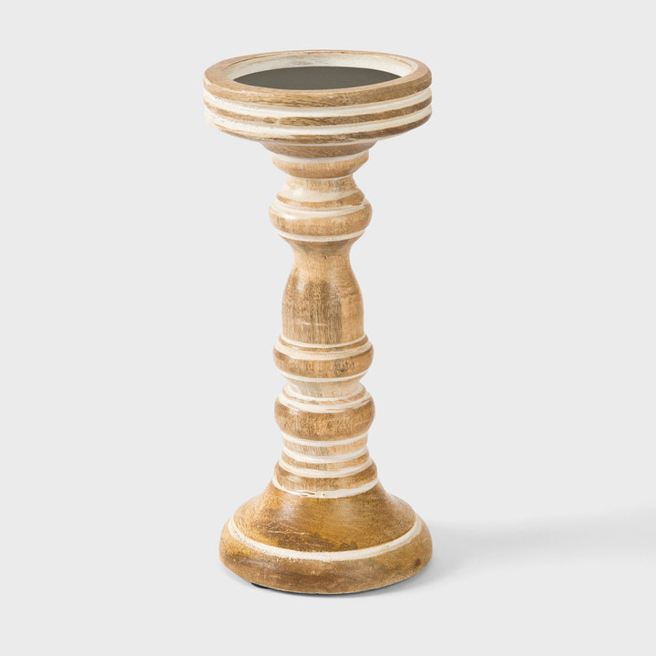 Chennai Pillar Candleholder Set - Whitewash