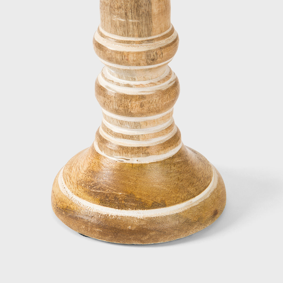 Chennai Pillar Candleholder Set - Whitewash