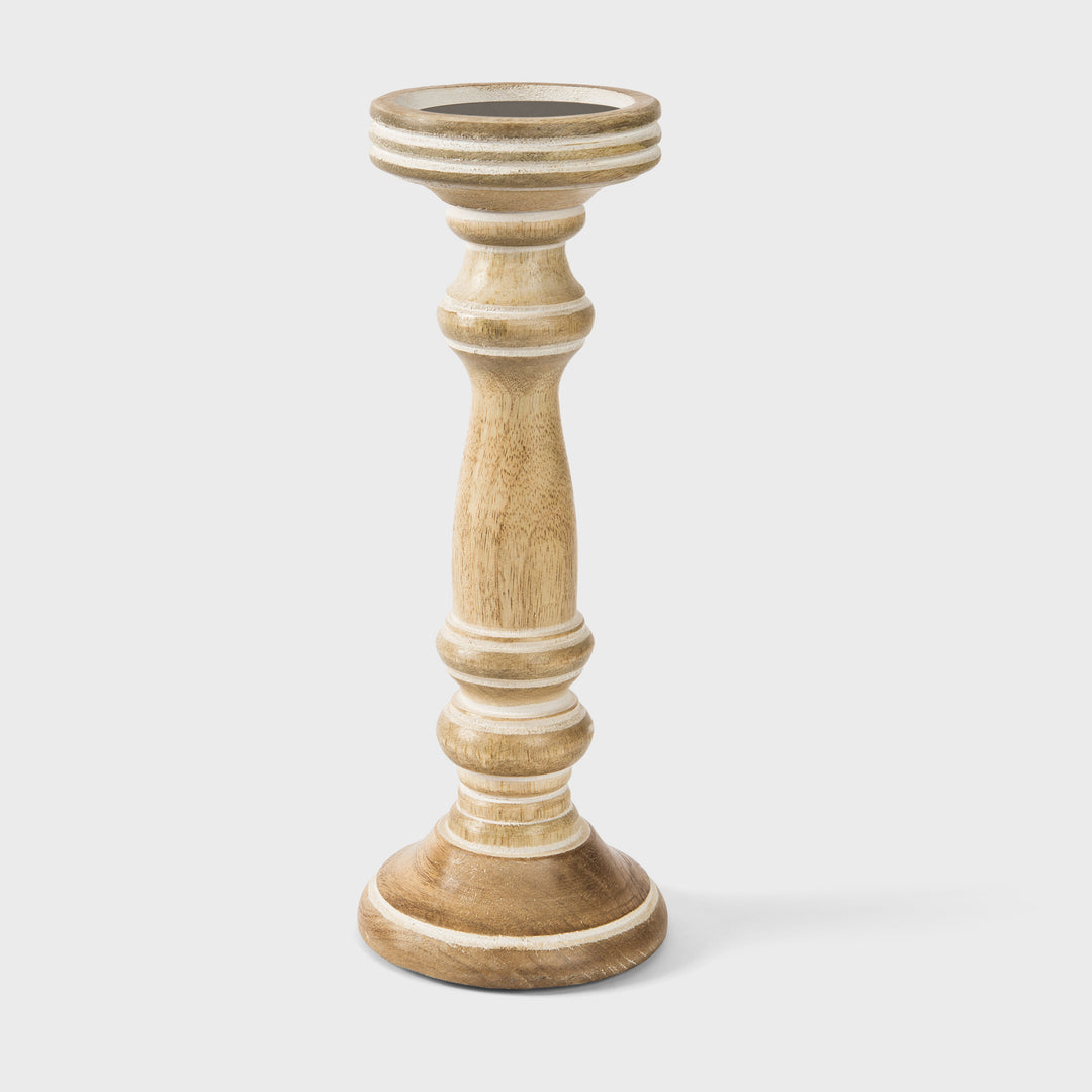 Chennai Pillar Candleholder Set - Whitewash