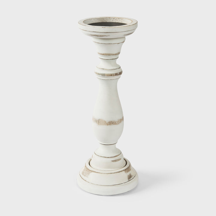 Tuli Pillar Candleholder Set - Shabby White