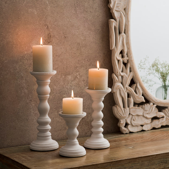 Willow in Matte White Candle Holder Set of 3