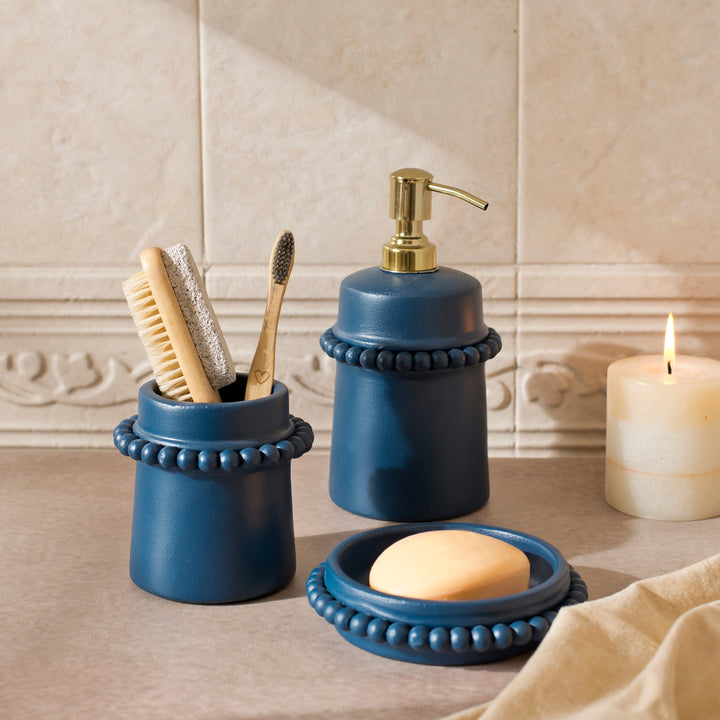 Raatriti Handcrafted Terracotta Liquid Soap Dispenser – Matte Indigo