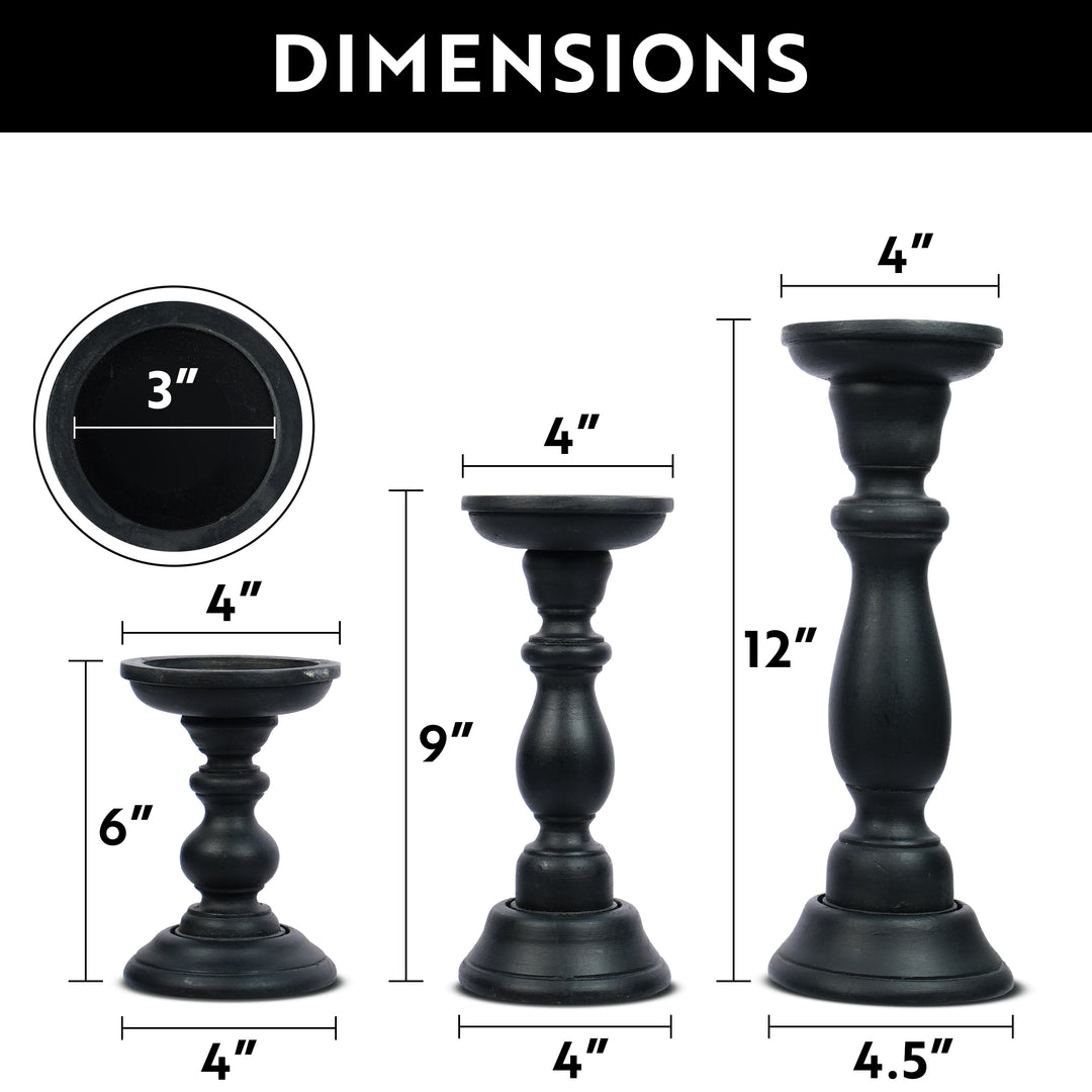 Tuli Pillar Candleholder Set - Black