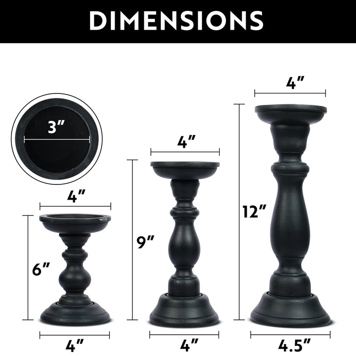 Tuli Pillar Candleholder Set - Black