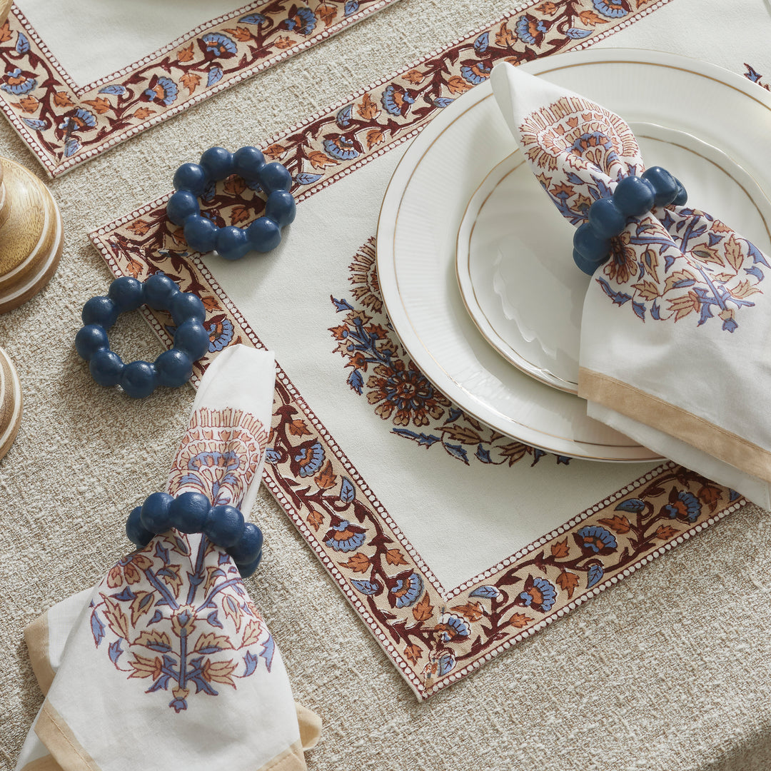 Saffra Hand Block Printed Cotton Cloth Napkins Set of 4