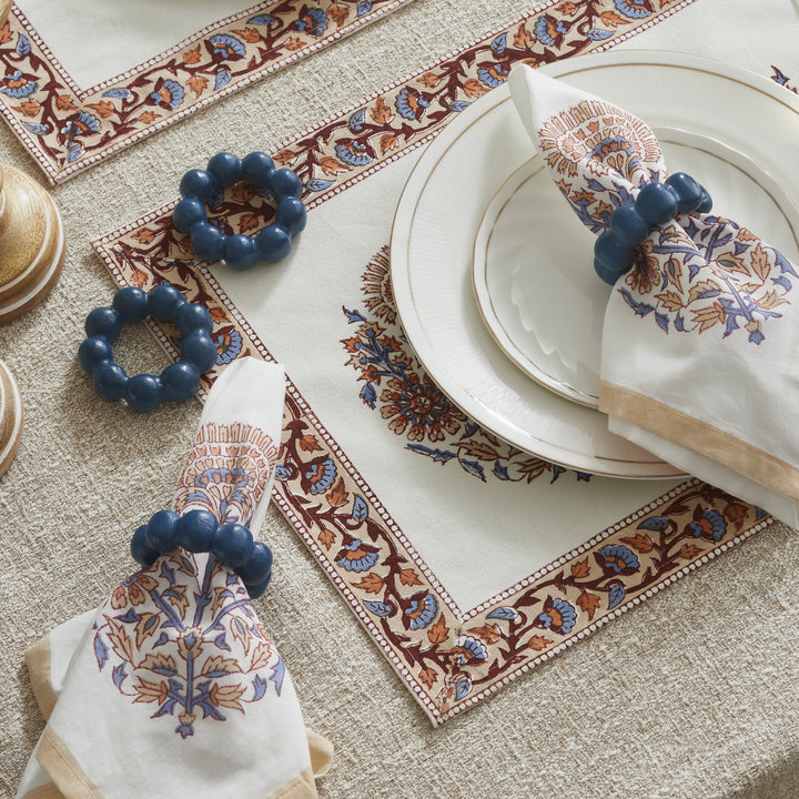 Saffra Hand Block Printed Cotton Cloth Napkins Set of 4