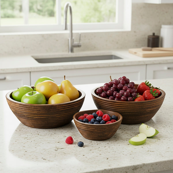 Cascade Handcarved Mangowood Nested Bowls
