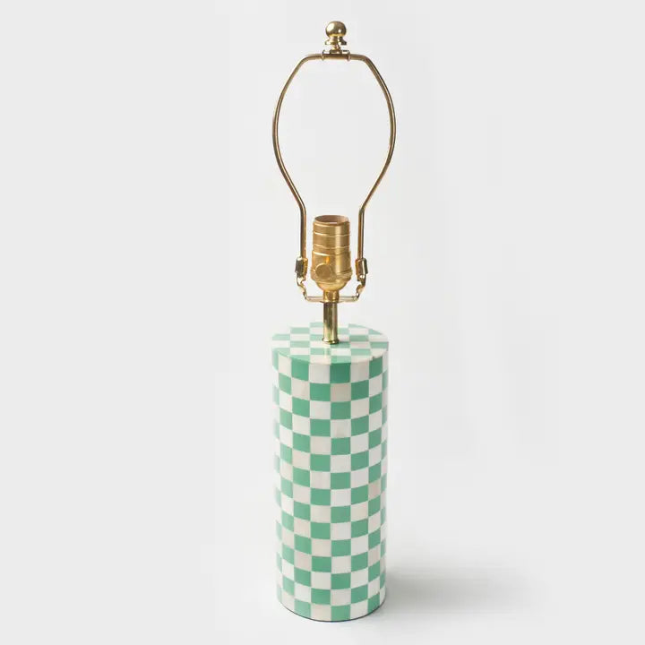 Mint check bone inlay cylindrical lamp base