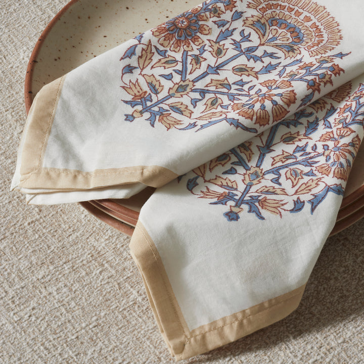 Saffra Hand Block Printed Cotton Cloth Napkins Set of 4