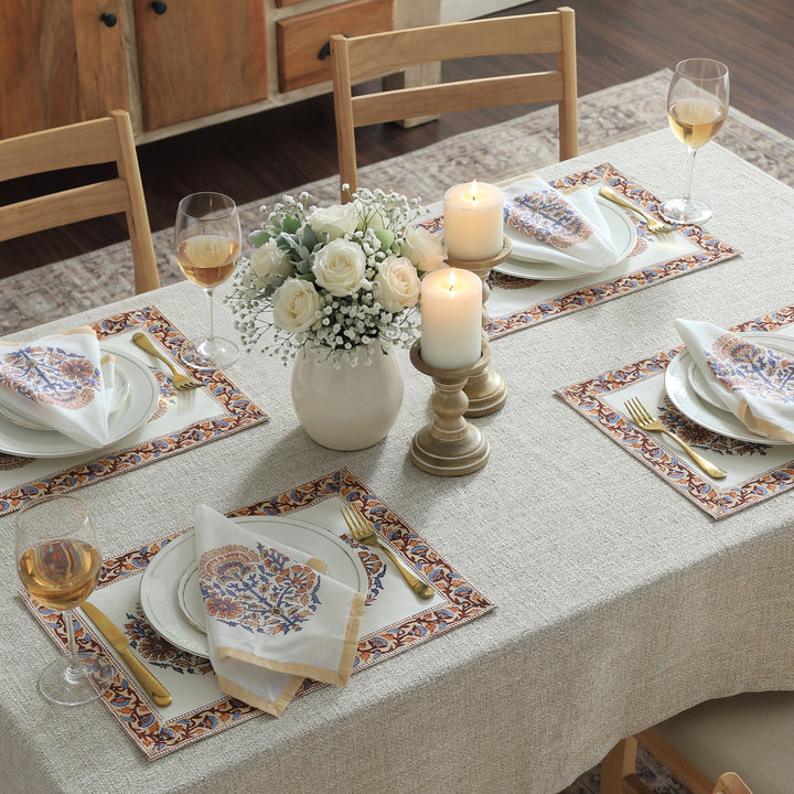 Saffra Hand Block Printed Cotton Cloth Napkins Set of 4