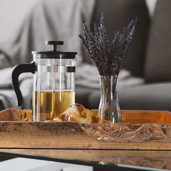 Flourish Distressed Gold Serving Tray