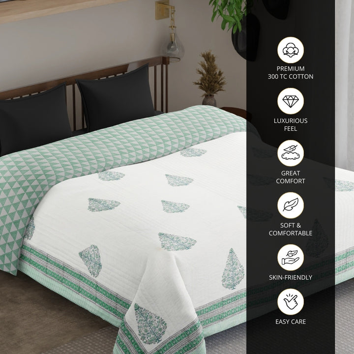 Fine Cotton Quilted and Reversible Double Bed Cover
