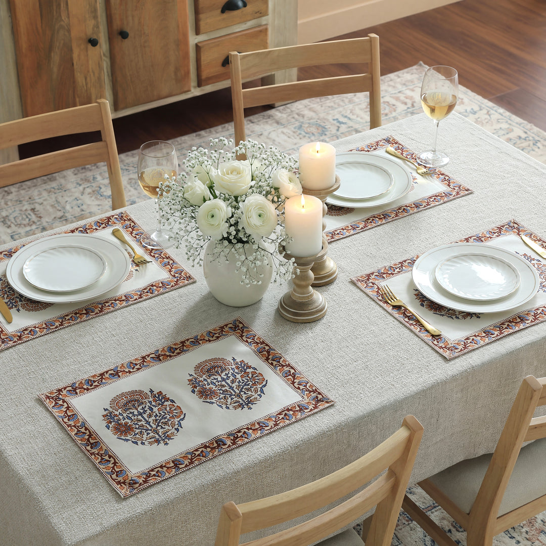 Saffra Hand Block Printed Cotton Placemats Set of 4