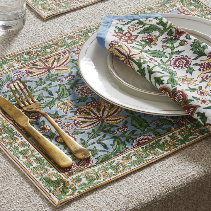 Florin Hand Block Printed Cotton Napkins Set of 4