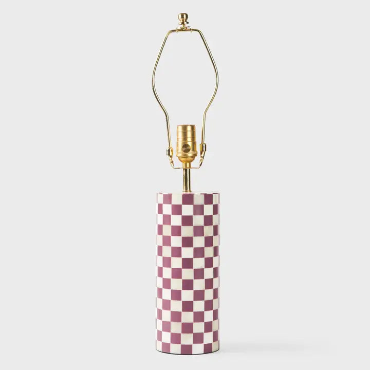 Lavender check bone inlay cylindrical lamp base