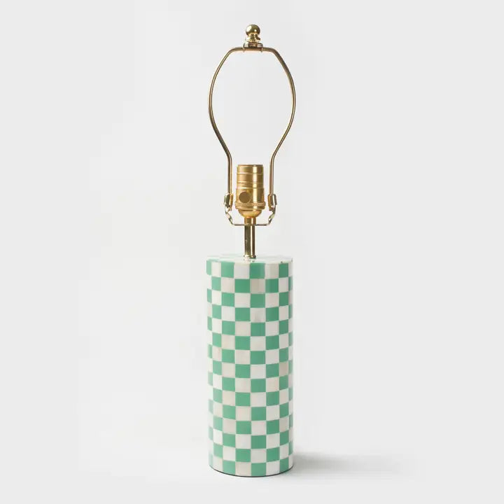 Mint check bone inlay cylindrical lamp base