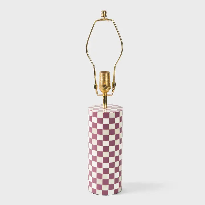 Lavender check bone inlay cylindrical lamp base
