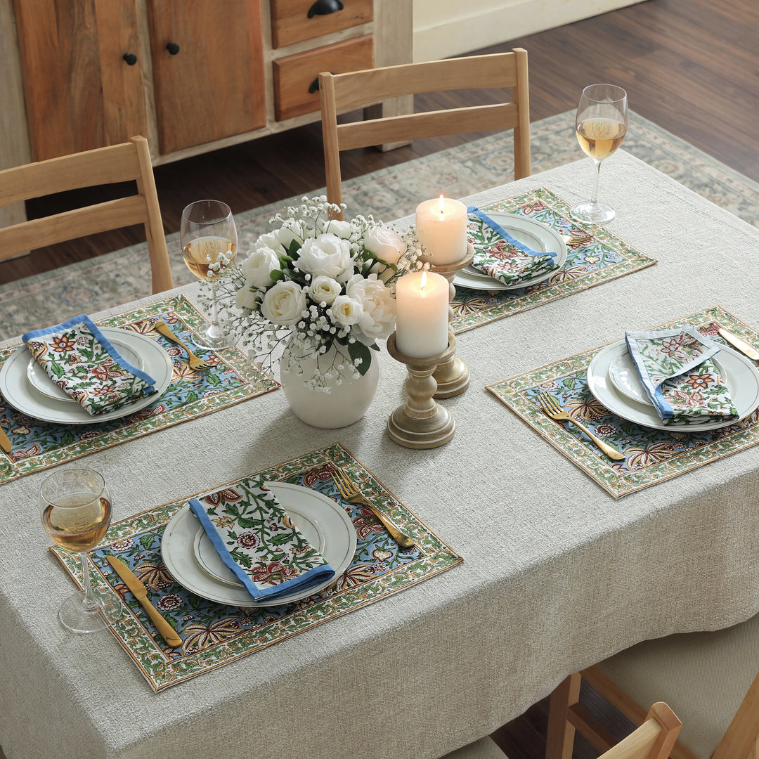 Florin Hand Block Printed Cotton Napkins Set of 4