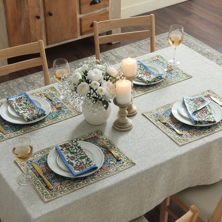 Florin Hand Block Printed Cotton Napkins Set of 4