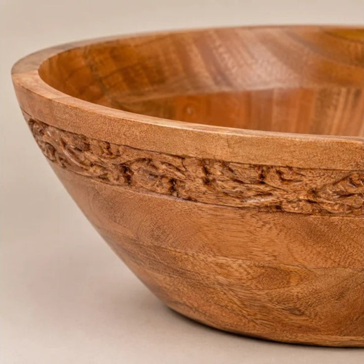 Mango Wood Serving Bowl – Medium Burnt Finish