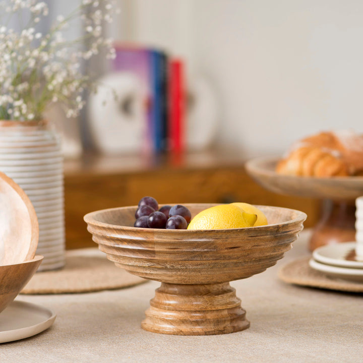 Jharana Mangowood Pedestal Fruit Bowl