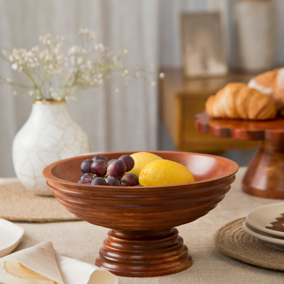 Jharana Mangowood Pedestal Fruit Bowl