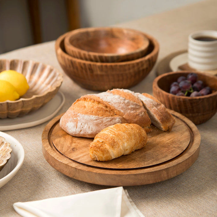 Lazy Susan cake stand styled with pastries on dining table