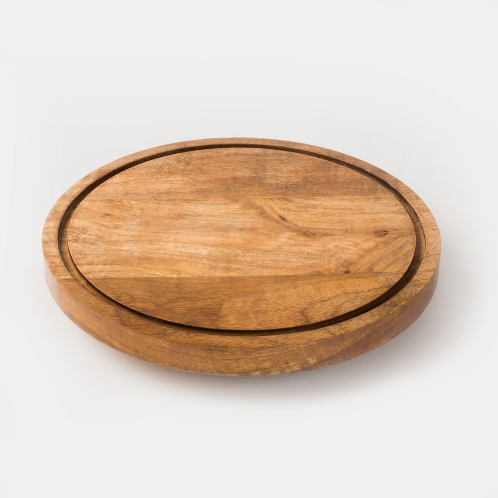 Natural mango wood rotating footed cake stand