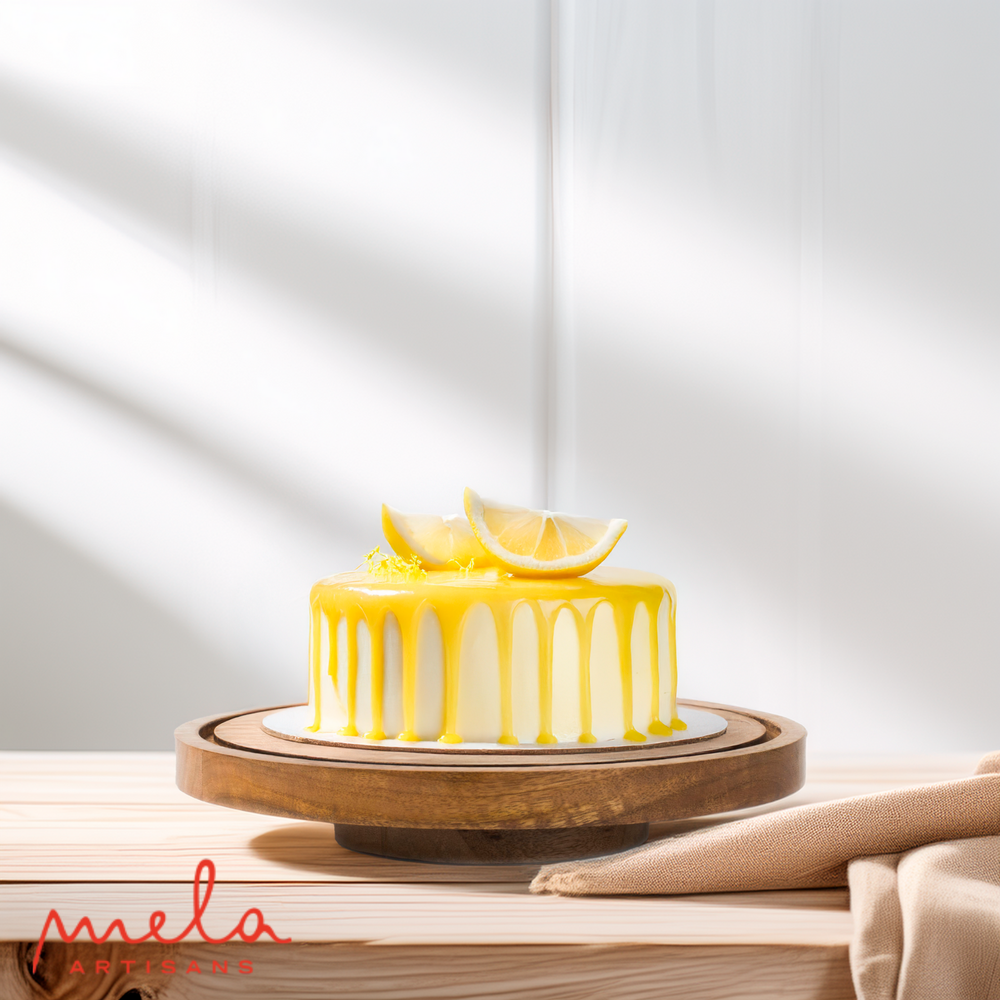 Lazy Susan cake stand styled with pastries on dining table