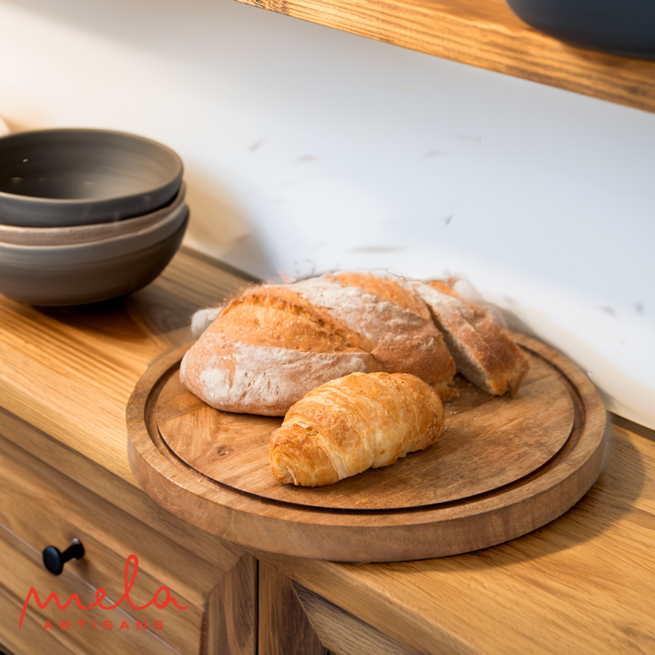 Handcrafted Mango Wood Footed, 360-degree Rotating Cake Stand