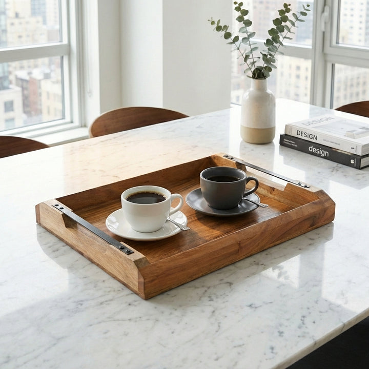 Natural Acacia Wood Large Serving Tray