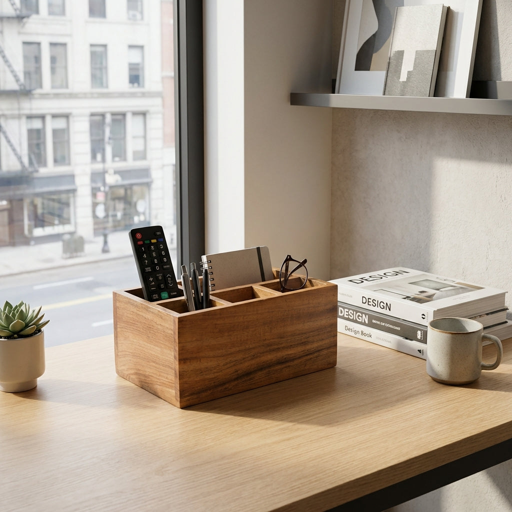 Acacia Wood Caddy Organizer