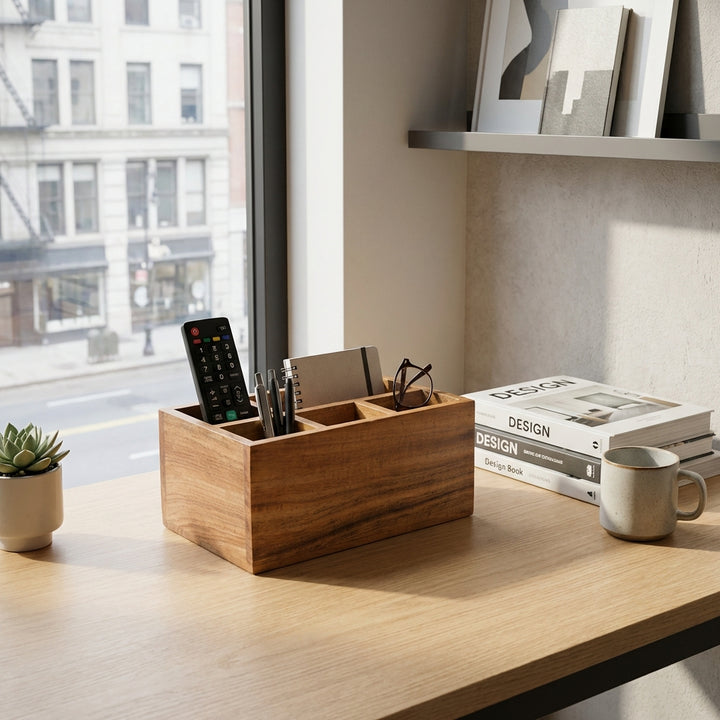 Acacia Wood Caddy Organizer