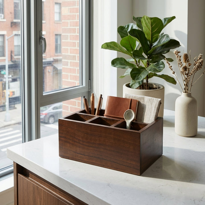 Acacia Wood Caddy Organizer