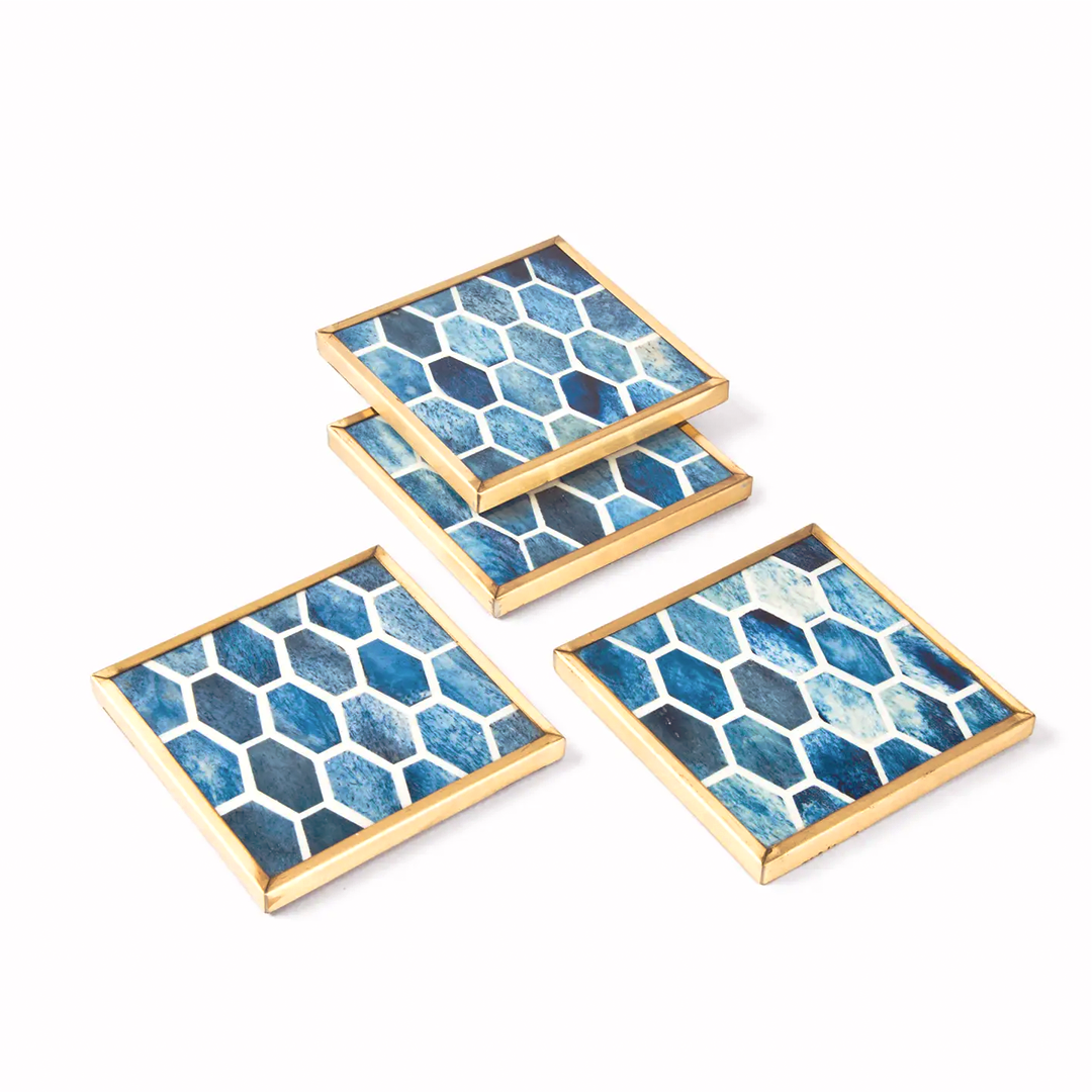 Close-up of tray surface and matching coaster design